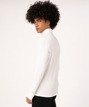 camiseta manga longa gola alta off white