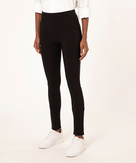 calça legging em jacquard poá preta