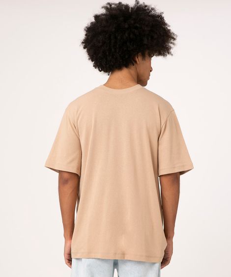 camiseta oversized de algodão manga curta bege claro