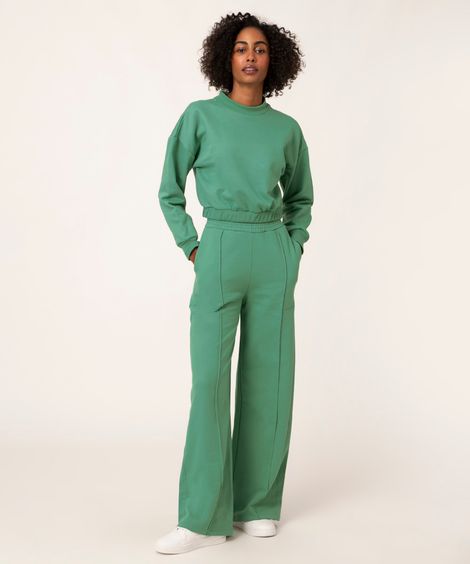 calça de moletom pantalona verde folha