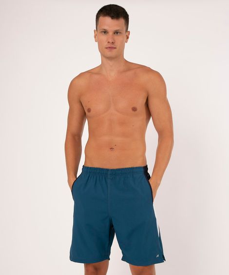 bermuda masculina esportiva com recortes azul