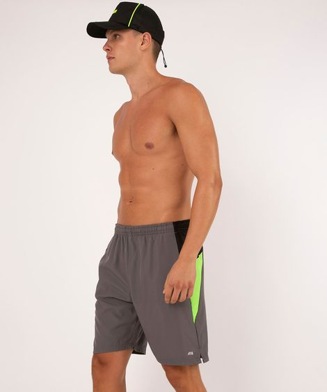 bermuda masculina esportiva com recortes cinza