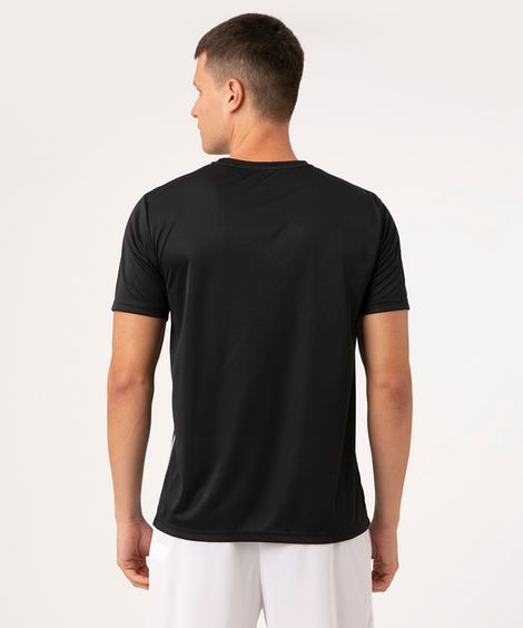 camiseta masculina esportiva com listras - preto