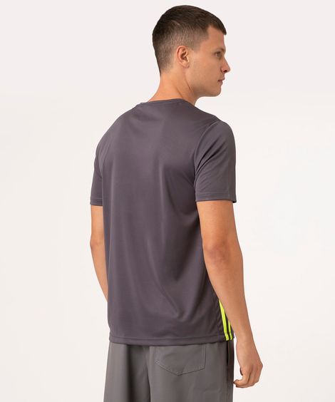 camiseta masculina esportiva com listras - chumbo