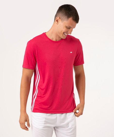 camiseta masculina esportiva com listras rosa