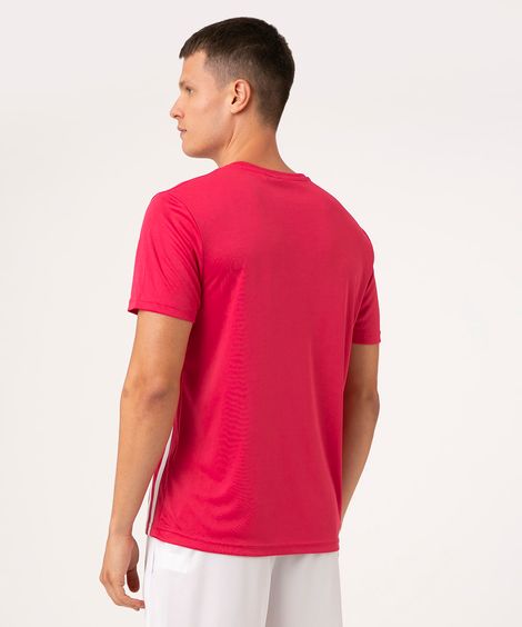 camiseta masculina esportiva com listras rosa