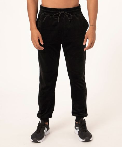 calça jogger de plush preta