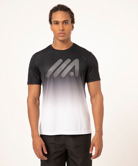 camiseta manga curta degradê esporte preta