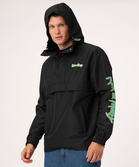 jaqueta com capuz rick and morty preto