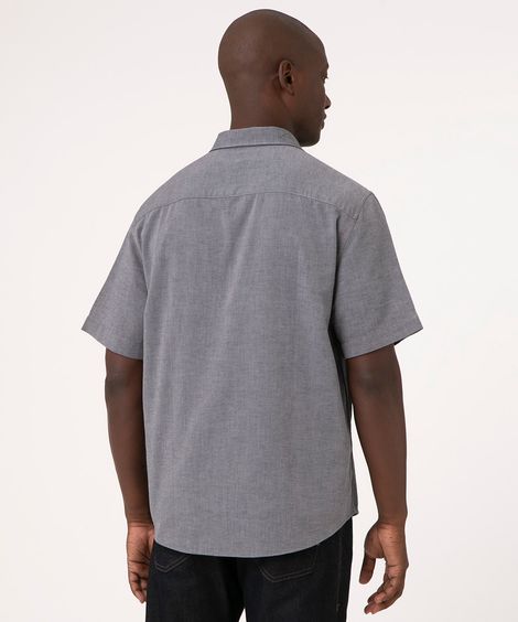 camisa comfort oxford manga curta - AZUL MÉDIO