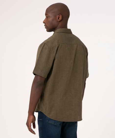 camisa comfort oxford manga curta - VERDE MILITAR