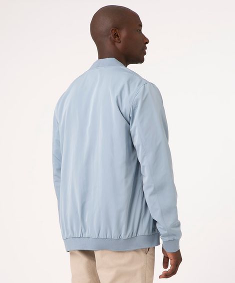jaqueta bomber de nylon com bolso azul médio