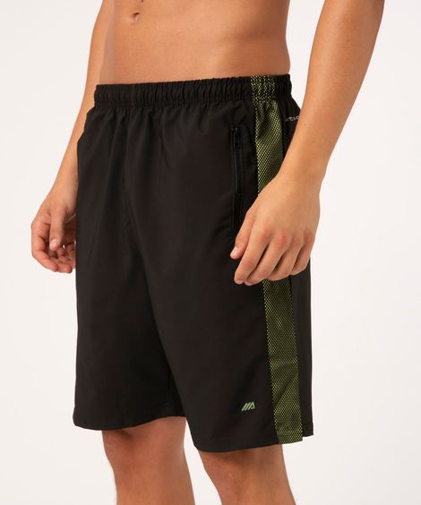 bermuda cós elástico bolso com zíper esportiva preto