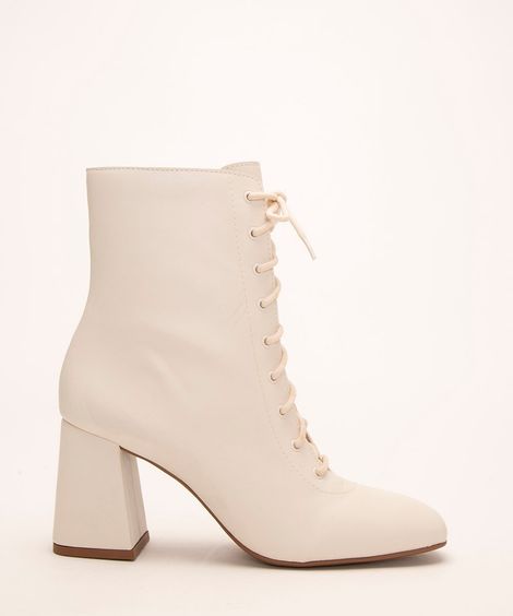 bota coturno com cadarço salto alto oneself off white