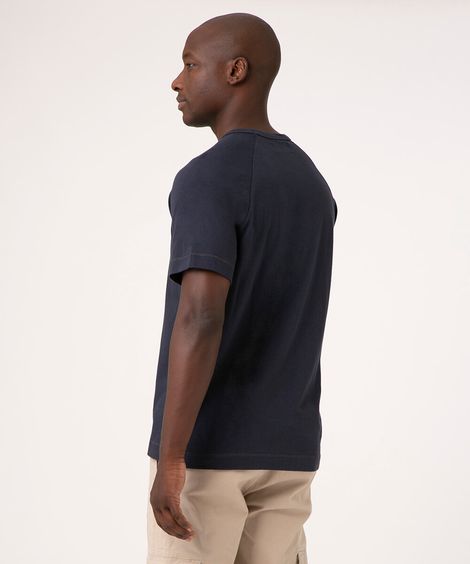 camiseta tradicional de algodão gola careca azul marinho