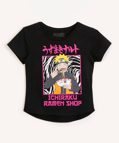 blusa juvenil de algodão naruto preta