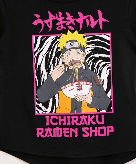blusa juvenil de algodão naruto preta