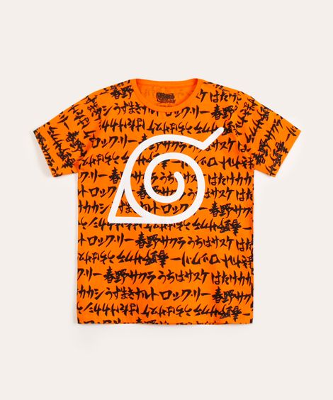 camiseta juvenil de algodão naruto laranja