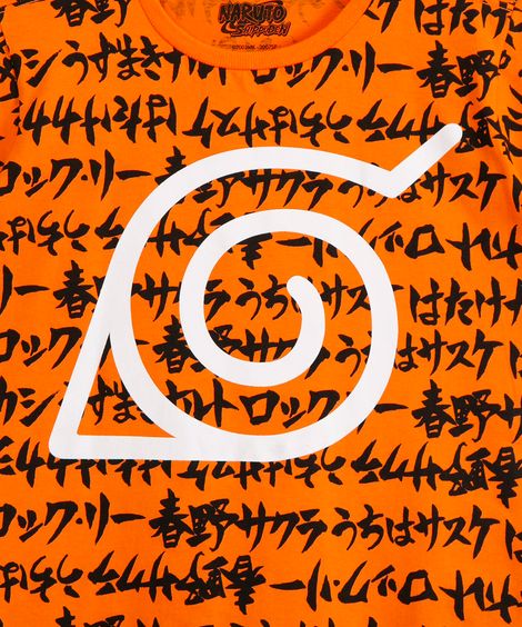 camiseta juvenil de algodão naruto laranja