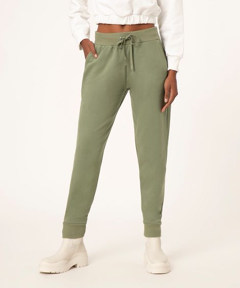 calça jogger básica de moletom verde mate