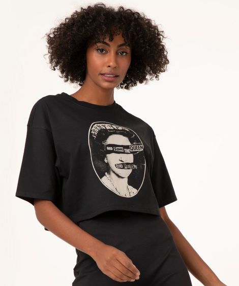 camiseta cropped sex pistols preto