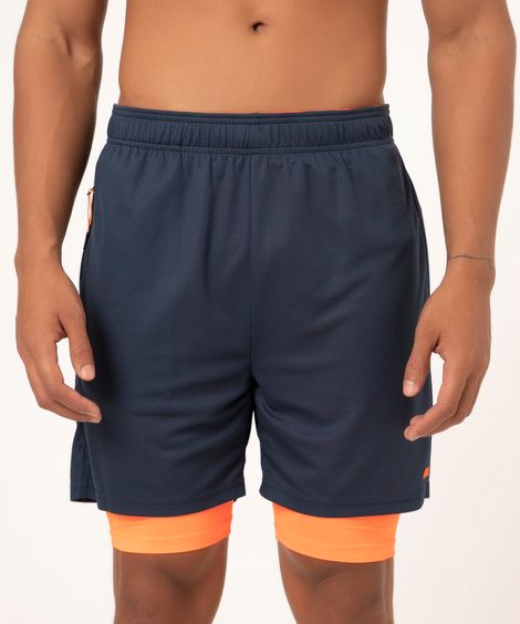 short compressão esportivo azul marinho