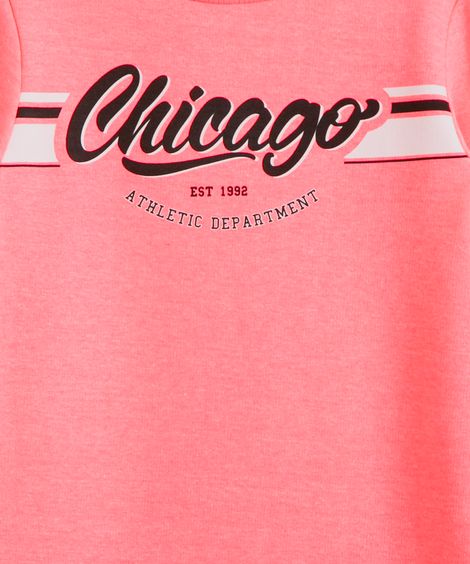 vestido infantil de moletom estampa localizada rosa
