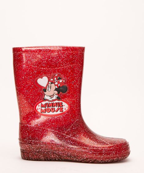 galocha infantil minnie com glitter vermelha