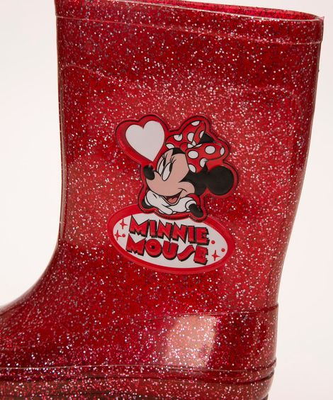 galocha infantil minnie com glitter vermelha