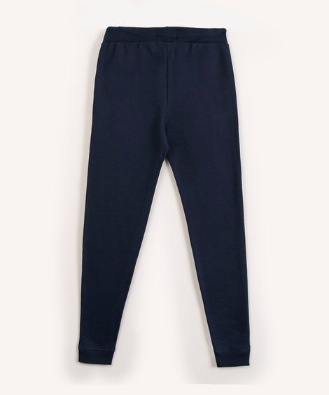 calça juvenil jogger de moletom azul marinho