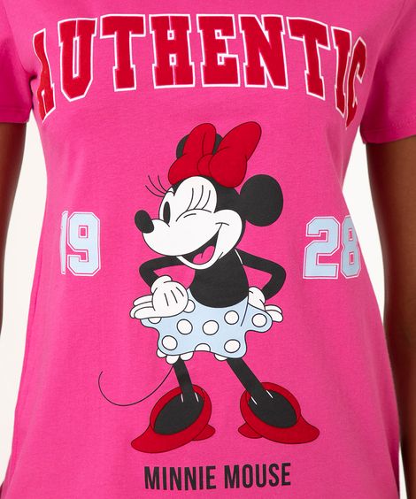 camiseta de algodão manga curta minnie pink
