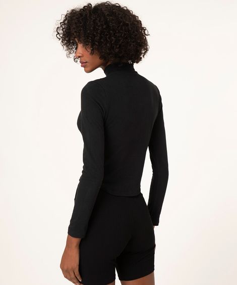 blusa gola alta manga longa  preto
