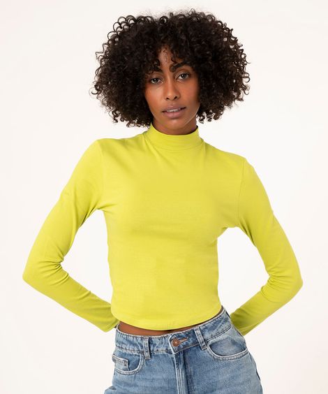 blusa gola alta manga longa  verde