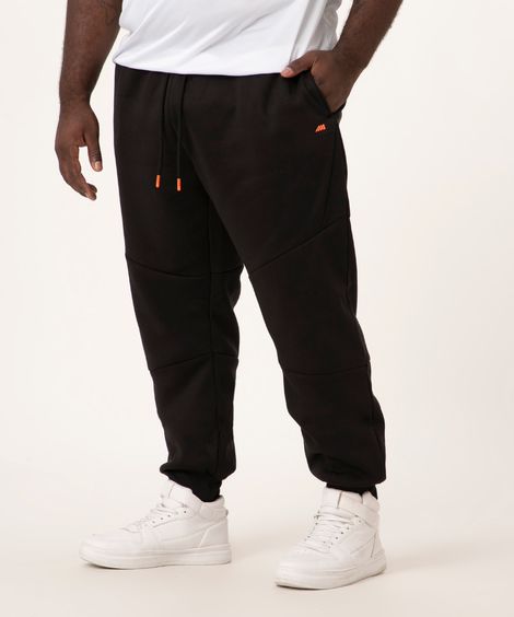 calça jogger de moletom plus size preto