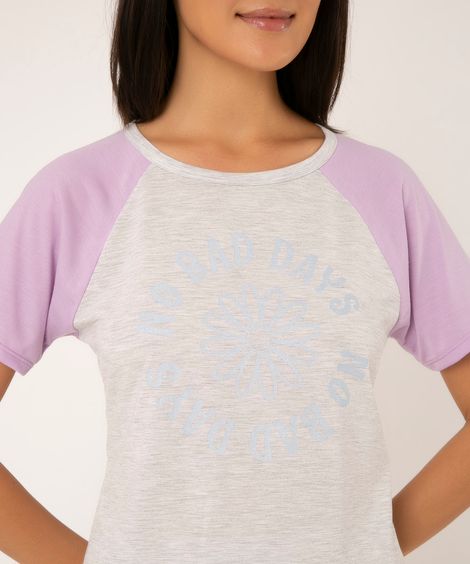 pijama raglan manga curta no bad days lilás
