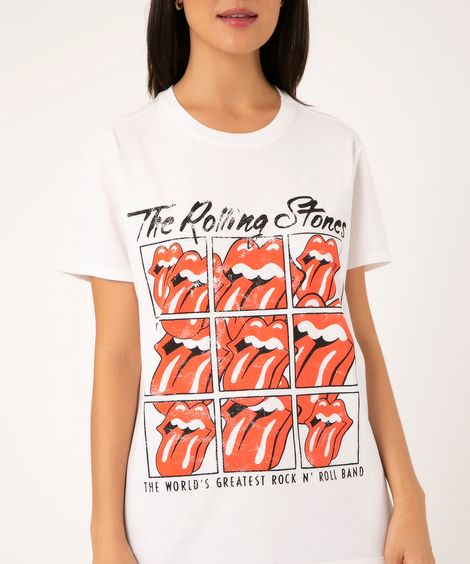 camiseta de algodão the rolling stones off white