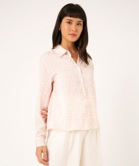camiseta manga longa animal print rosê