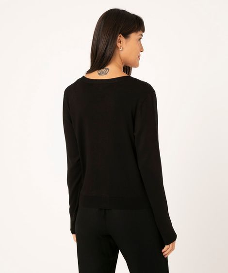 cardigan de tricô com pérolas preto