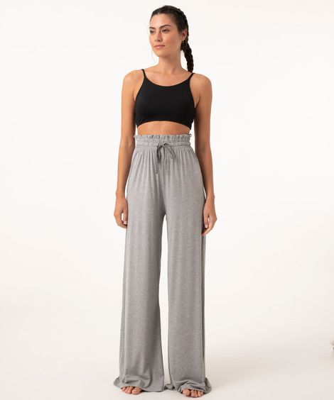 calça reta esportiva cinza mescla