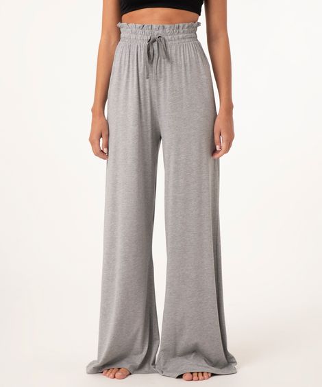 calça reta esportiva cinza mescla