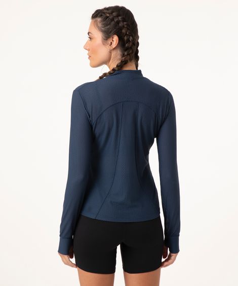 jaqueta de mesh esportiva azul escuro