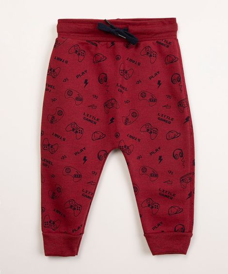 calça infantil de moletom games vermelho