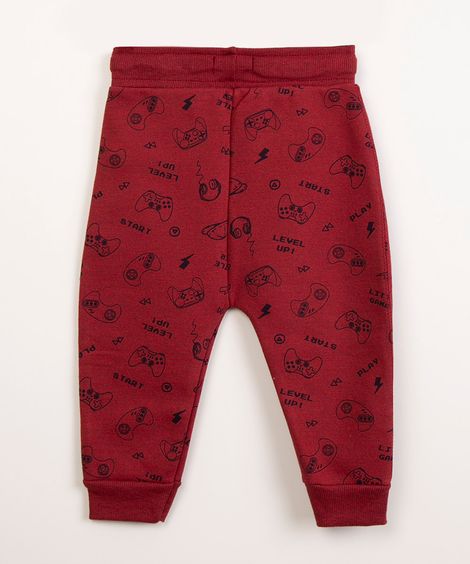 calça infantil de moletom games vermelho