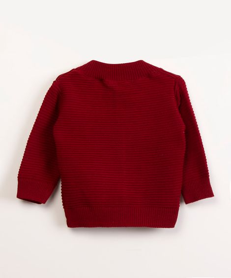 casaco infantil de tricô canelado vermelho