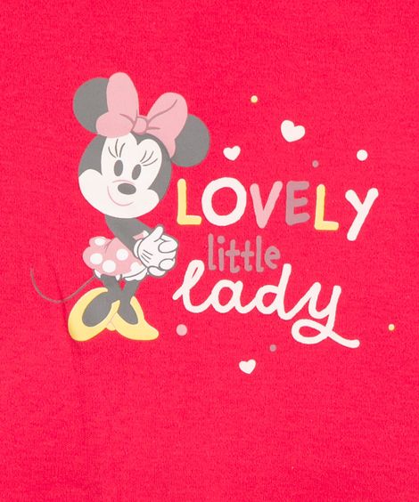 body infantil manga longa minnie rosa escuro