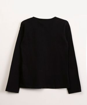 blusa infantil manga longa com strass preta