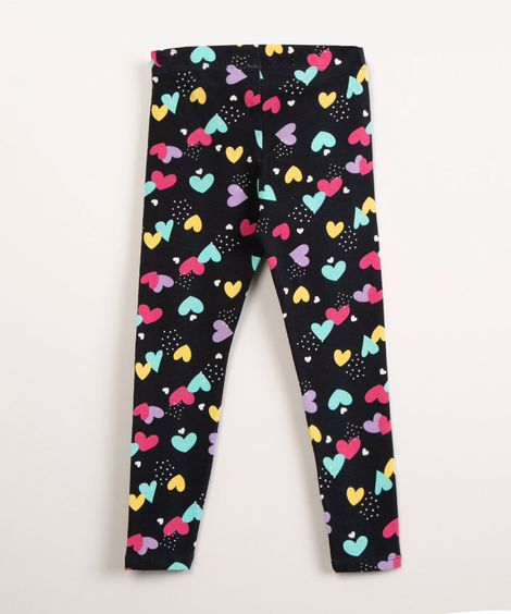 calça legging infantil corações azul marinho