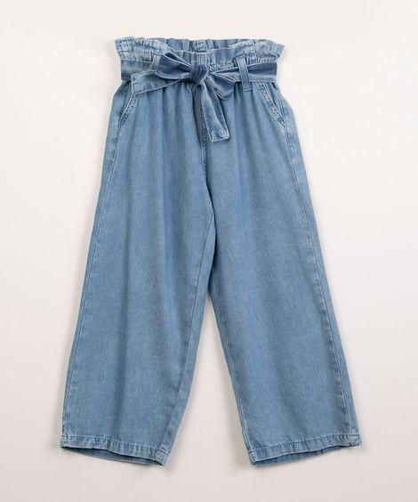 calça infantil clochard jeans azul claro