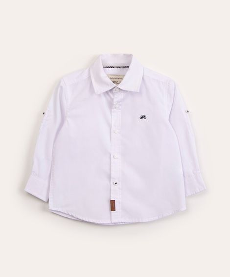 camisa infantil manga longa com bordado off white