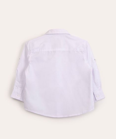 camisa infantil manga longa com bordado off white